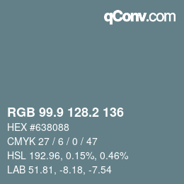 Color code: RGB 99.9 128.2 136 | qconv.com