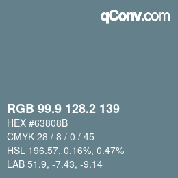 Color code: RGB 99.9 128.2 139 | qconv.com