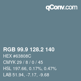 Color code: RGB 99.9 128.2 140 | qconv.com
