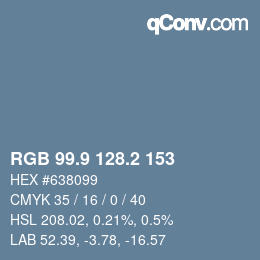 Color code: RGB 99.9 128.2 153 | qconv.com