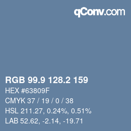 Color code: RGB 99.9 128.2 159 | qconv.com
