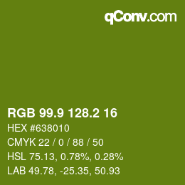 カラーコード: RGB 99.9 128.2 16 | qconv.com