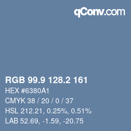 Color code: RGB 99.9 128.2 161 | qconv.com