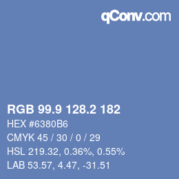 カラーコード: RGB 99.9 128.2 182 | qconv.com