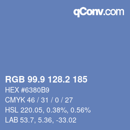 Color code: RGB 99.9 128.2 185 | qconv.com