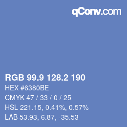 Color code: RGB 99.9 128.2 190 | qconv.com