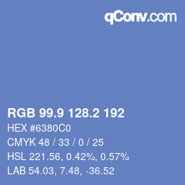 カラーコード: RGB 99.9 128.2 192 | qconv.com