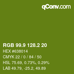 カラーコード: RGB 99.9 128.2 20 | qconv.com