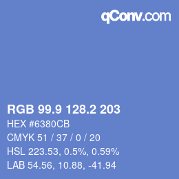 カラーコード: RGB 99.9 128.2 203 | qconv.com