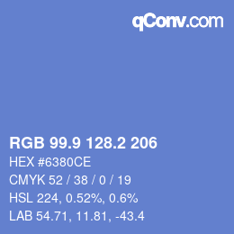 カラーコード: RGB 99.9 128.2 206 | qconv.com