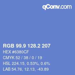 カラーコード: RGB 99.9 128.2 207 | qconv.com