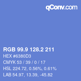 カラーコード: RGB 99.9 128.2 211 | qconv.com