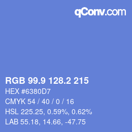 カラーコード: RGB 99.9 128.2 215 | qconv.com