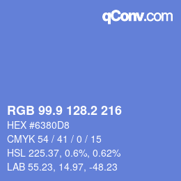 カラーコード: RGB 99.9 128.2 216 | qconv.com