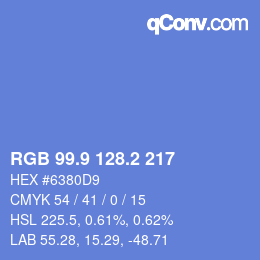 Color code: RGB 99.9 128.2 217 | qconv.com