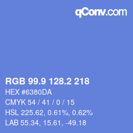 Color code: RGB 99.9 128.2 218 | qconv.com