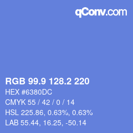 カラーコード: RGB 99.9 128.2 220 | qconv.com