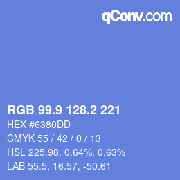 カラーコード: RGB 99.9 128.2 221 | qconv.com