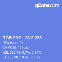 カラーコード: RGB 99.9 128.2 228 | qconv.com