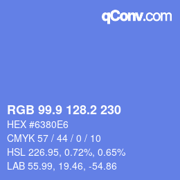 カラーコード: RGB 99.9 128.2 230 | qconv.com