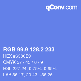 カラーコード: RGB 99.9 128.2 233 | qconv.com