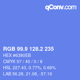 カラーコード: RGB 99.9 128.2 235 | qconv.com