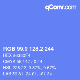 カラーコード: RGB 99.9 128.2 244 | qconv.com
