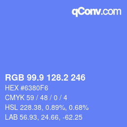 カラーコード: RGB 99.9 128.2 246 | qconv.com