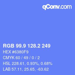 カラーコード: RGB 99.9 128.2 249 | qconv.com