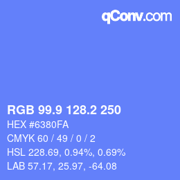 カラーコード: RGB 99.9 128.2 250 | qconv.com