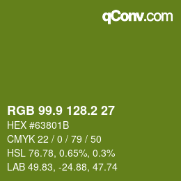 カラーコード: RGB 99.9 128.2 27 | qconv.com