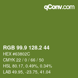カラーコード: RGB 99.9 128.2 44 | qconv.com