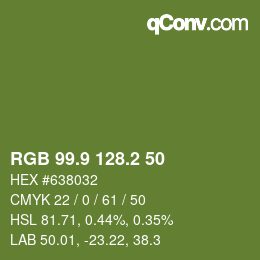 カラーコード: RGB 99.9 128.2 50 | qconv.com