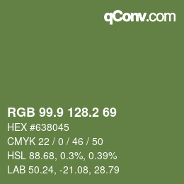 カラーコード: RGB 99.9 128.2 69 | qconv.com