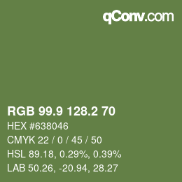 カラーコード: RGB 99.9 128.2 70 | qconv.com