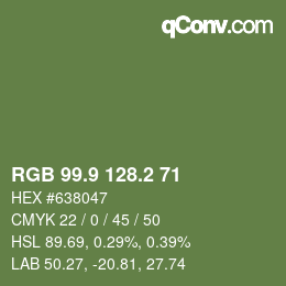 Color code: RGB 99.9 128.2 71 | qconv.com