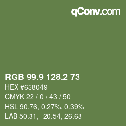 カラーコード: RGB 99.9 128.2 73 | qconv.com
