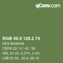 カラーコード: RGB 99.9 128.2 74 | qconv.com