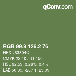 Color code: RGB 99.9 128.2 76 | qconv.com