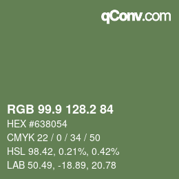 カラーコード: RGB 99.9 128.2 84 | qconv.com
