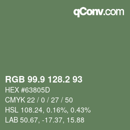 Color code: RGB 99.9 128.2 93 | qconv.com