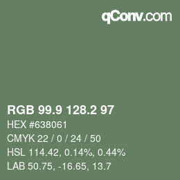 Color code: RGB 99.9 128.2 97 | qconv.com