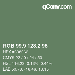Color code: RGB 99.9 128.2 98 | qconv.com