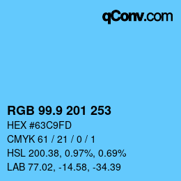 Color code: RGB 99.9 201 253 | qconv.com