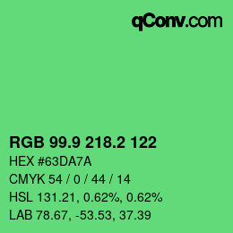 カラーコード: RGB 99.9 218.2 122 | qconv.com