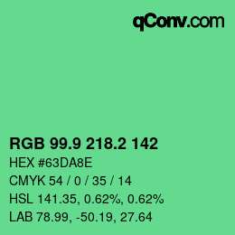 カラーコード: RGB 99.9 218.2 142 | qconv.com
