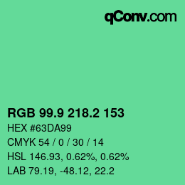 カラーコード: RGB 99.9 218.2 153 | qconv.com
