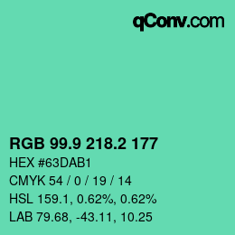 カラーコード: RGB 99.9 218.2 177 | qconv.com