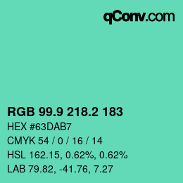 カラーコード: RGB 99.9 218.2 183 | qconv.com