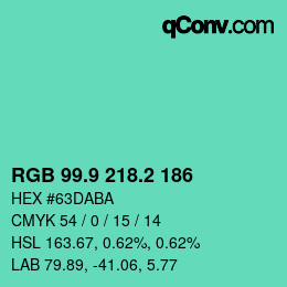 カラーコード: RGB 99.9 218.2 186 | qconv.com